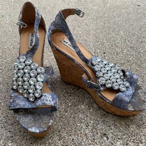 Not rated blue bling wedge size 8.5